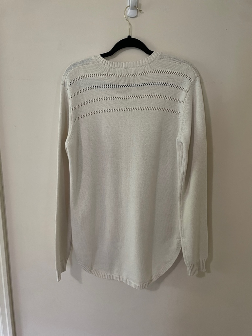 tentree Cream Open-Knit Yoke Crewneck Sweater 100% organic cotton NWT - Picture 7 of 12